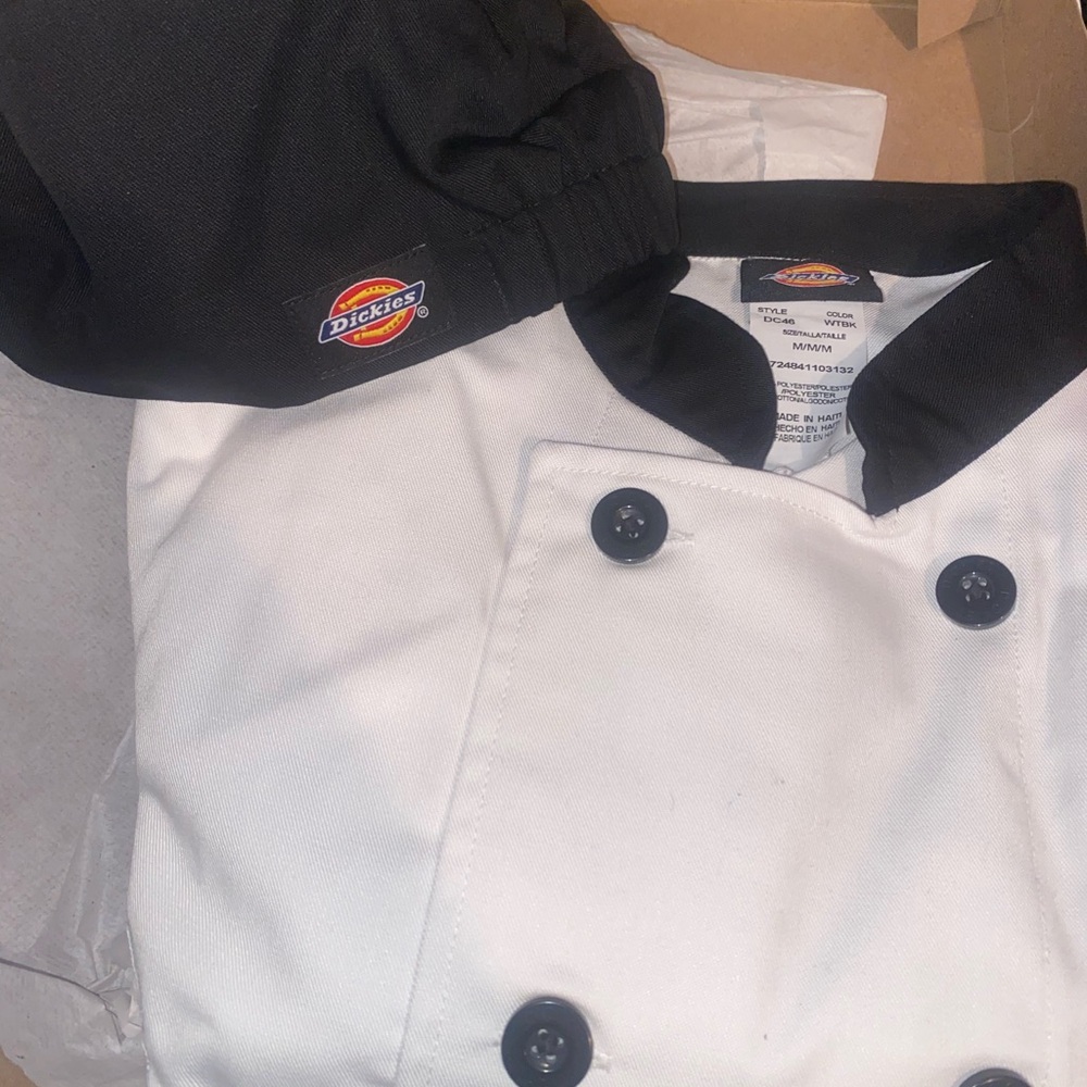 Dickies Black and White Culinary Jacket